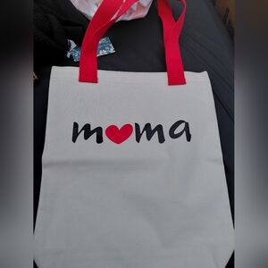 Moma Cream Tote Bag with Red Accents